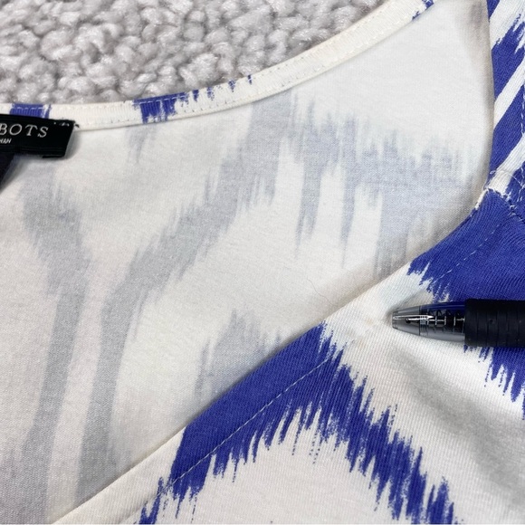 Talbots Ikat Maxi Dress Blue White Beachy Resort Long drawstring tie waist 2X - Picture 4 of 10